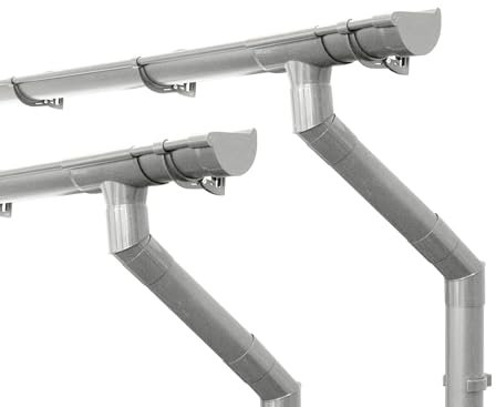 INEFA 2x Kit Gouttière abris de Jardin 3m 100mm PVC Semi-Circulaire Gris Deux Toits