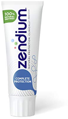 Zendium Complete Protection Toothpaste 75ml - contains natural antibacterial enzymes and proteins - natural protection against causes of caries and gum problems - SLS free, Triclosan free