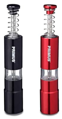 Primus Travel Salt and Pepper Sets - Camping Salt and Pepper Set Grinders to Use with One Hand - Made of Lightweight Aluminum - Travel Spice Kit