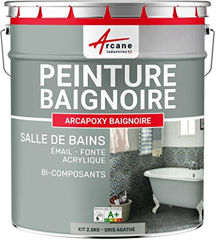 ARCANE INDUSTRIES Renovierungs-Harz für Badewannen, Waschbecken, Emaille, Badezimmer - ARCAPOXY BADEWANNE RAL 7038 - Achatgrau - 2.5 kg (bis zu 8 m² in 2 schichten)