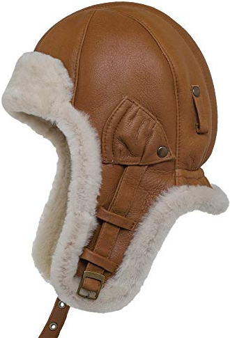Sterkowski Bomber Aviatormütze | Hochwertige Lamfell Wintermütze | Trappermütze für Herren und Damen