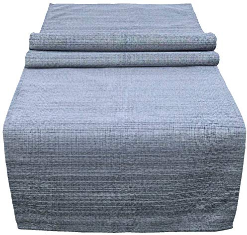 Outdoor Tischläufer recht-eckig 140x40 cm in grau meliert - Modernes Tisch-Tuch als wetterfeste Garten-Tischdecke - Abwaschbare Außenbereich Abdeckung als große Garten-Tische Camping Tisch-Deko