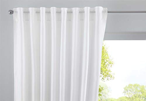 Vorhang Verdeckte Schlaufen Cationic »JENA« HxB 145x140 cm Weiß Blickdicht Leinen Optik Gardine Meliert Gardinenband mit Raffhalter, 2019037