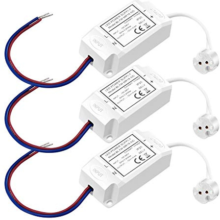 Boxlood LED Driver Transformer 240V - 12V with Bi-Pi Base MR16 Socket, DC 12V 0.6A Max 7W, Non-Dimmable, for 12V LED Lights, GU5.3 MR16 LED Bulbs, G4 LED, MR11 LED, 3 Pack