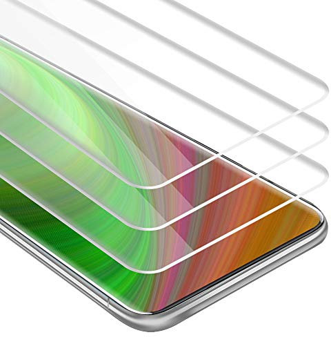 Cadorabo 3x Vidrio templado cobertura completa compatible con OnePlus 7 PRO en TRANSPARENTE con BLANCO - Paquete de 3 Vidrio protector de pantalla en dureza 9H con compatibilidad touch 3D