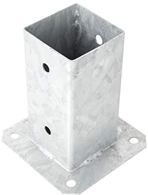 ADGO Aufschraubhülse - Pfostenträger 120x120 mm - Balken Füße - Vierkantholzpfosten - Bodenanker für Holzpfosten - Pfosten Zaunträger - Hülse Bodenplatte Anker Feuerverzinkt - Stützenfuß