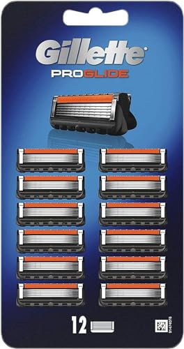 Gillette ProGlide Rasierklingen Men 12 Stück Rasierklingen-Nachfüller mit Präzisionstrimmer, 5 Anti-Reibungs-Klingen