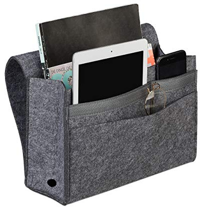Relaxdays Betttasche Bett Organizer Filz, dunkelgrau | zum Einhängen