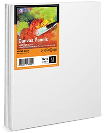ESENG® Canvaspanel 12 stycken, 23 x 30 cm | 100% bomull, 280 g/m², canvastavsset, målarbok för akrylfärg, oljefärg, tempera och gouache