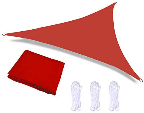 Bluecool Vela Ombreggiante Triangolare 4X4X4m Tenda a Vela Anti-UV Impermeabile Resistente a Strappi Protezione Solare Facile da Installare per Giardino Verande Cortile, Rosso