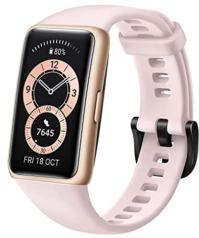 HUAWEI Band 6 - All-Day SpO2 Monitoring, 1.47 FullView Display, 2-Week Battery Life, Fast Charging, Heart Rate Monitoring, Sleep Tracking, 96 Workout Modes, Message Notifications, Sakura Pink