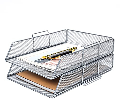 EXERZ Strato Di 2 Selezionatore/Vassoio corrispondenza 2pz/ Organizzatore Da Scrivania - Rete Metallica Cablata - Ufficio, Scuola, Studio