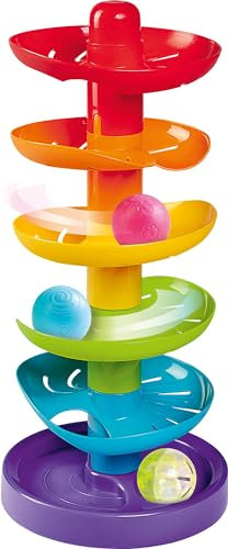 Simba 104010053 - ABC Regenbogen Kugelturm, Rollbahn, Kugelbahn, Babyspielzeug, 5 Bunte Ebenen, 1 Basis, 3 Bälle, 40cm, ab 12 Monaten, Motorikspielzeug