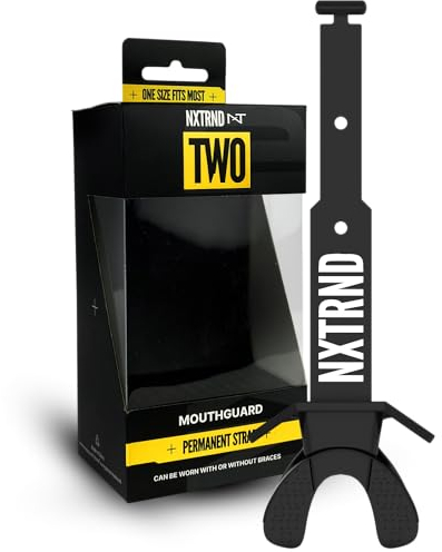 Nxtrnd Zwei Fußball Mundschutz, Mundschutz Fußball, Fußball Mundstück, Fußball Mundschutz Jugendliche, Kompatibel mit Zahnspangen, Connected Strap (Schwarz)