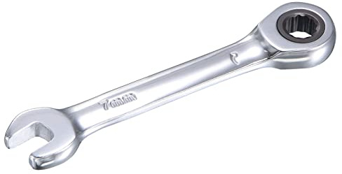 sourcing map Llave combinada de trinquete rechoncho de 7 mm métricas, 72 dientes 12 puntos de caja terminada, Llaves Inglesas, CR-V
