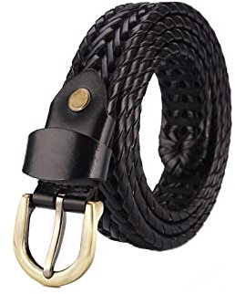 JIARY Flechtgürtel Herren Vollledergürtel aus Vollrindleder,Schwarz,125CM/49.2''