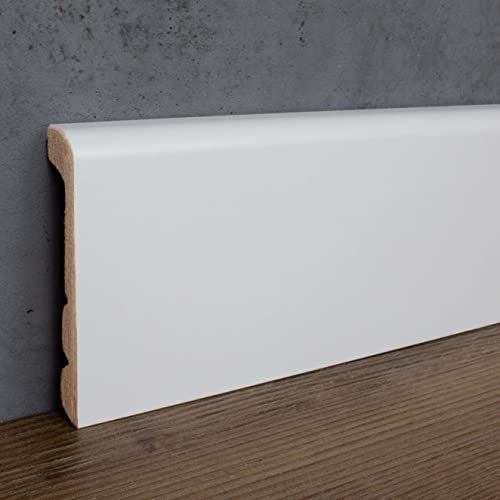 PROVISTON | Barre de rénovation | Peut être raccourcie à 3 hauteurs différentes | 24 x 92 x 2400 mm | Film MDF | Blanc | Plinthe universelle | 2,4 m