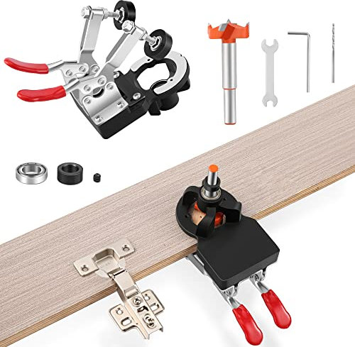 35mm Scharnier Bohrschablone verdeckte Tür Scharnier Jig, genaue Verriegelung Kabinett Jig, Aluminiumlegierung Material kommt mit Klemmvorrichtung für einfaches Tragen und Gebrauch