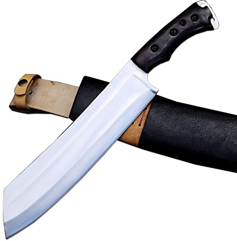 THE NEPAL Handgeschmiedetes Hackmesser – 30 cm lange Klinge, handgefertigte Hackmesser-Machete – Vollerl – gehärtet – geschärft – sofort einsatzbereit – für Jagd und Camping