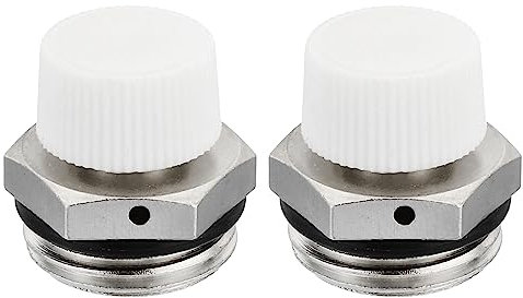 PATIKIL 1/2 BSP Maschio Filetto Manuale Radiatore Aria Sfiato Valvole, 2pz Nichel Placcato Ottone Spina Valvola No Serve Chiave per Radiatore Riscaldatore, Argento Bianco