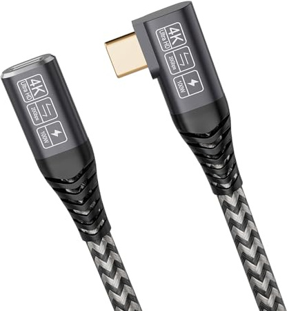 CAKOBLE USB-C Verlängerungskabel 1M 20Gbps 100W/5A Mit USB 3.2 Gen2/3.1/3.0, 4K@60Hz Kompatibel für Hub/MacBook/Ladegerät 90 Grad