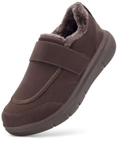 FitVille Scarpe con Strappo Uomo Invernali Pianta Larga Pantofole con Fodera Calda per Esterni ed Interni marrone rame 46 EU X-Larga