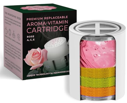 AquaHomeGroup Vitamin C + E + A Shower Filter Replacement Cartridge with Aroma Granules (Rose) - Removes Chlorine, Supports Skin & Hair Health - Compatible with Similar 15 20 Stage Filters