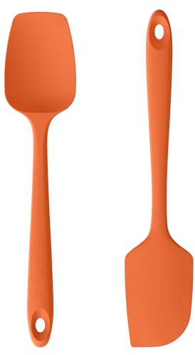 U-Taste Silicone Spatula Set of 2: 315℃ Heat Resistant Flexible Seamless Rubber Spoon Spatula, Baking Cooking Kitchen Utensil with Nylon Core for Nonstick Cookware Mixing Stirring Scraping (Orange)
