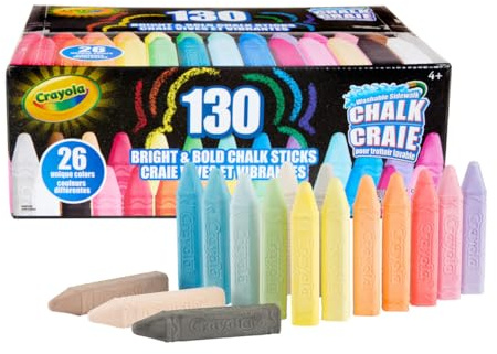 Crayola Washable Outdoor Sidewalk Chalk Collection (130ct), Bulk Anti-Roll Chalk Sticks for Kids, Outdoor Toys & Activities for Kids, Gifts, Ages 4, 5, 6