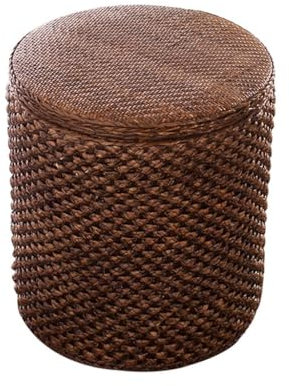 CYPOSLDN Runde Ottomanen Pouf Ottomane Fußhocker Würfel Dekoration Möbel Ottomane, Umweltfreundliche Rattan Aufbewahrung Ottomane, Sitzaufbewahrung Wechselschuhe Bank,Brown
