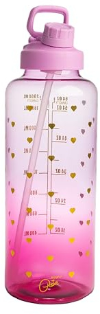 Paris Hilton – Motivations-Trinkflasche 2,0 Liter in lila– Motivierende Markierungen, auslaufsicher, Ideal für Sport und Alltag, Kunststoff, 115x10x32 mm