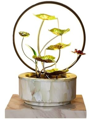 Desktop Fountain, Windchime Fountain - Office Desk Water Feature with LED Light - Feng Shui Lucky Bamboo for Prosperity and Peace - Ideal Gift for Moving in ，Decoration
