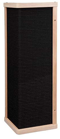 Kratzbaumland Premium-Eck-Kratzbrett aus Buchenholz mit austauschbarem Sisalteppich, nachhaltig, wandmontage für Katzen (55 cm - Sisal Schwarz)