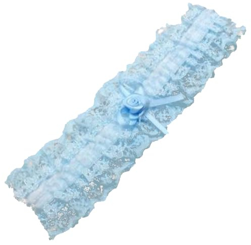 Widdle Gifts Wedding Garter Gift for Bride Blue Lace with Blue Rose Bow Keepsake - 1285