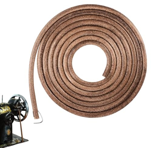 KEQAR 1 Pcs Durable Leather Belt for Sewing Machines with Hook - Universal Compatibility for Singer, Brother, and More (183cm, 5mm Diameter)