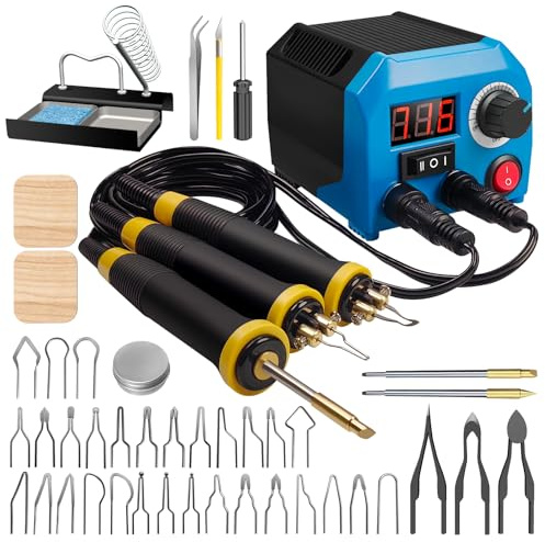 FIRElood LH55-Z2-NS3 Holzbrennstift, 200~750 °C, Holzbrenn-Set mit digitalem Thermometer, 3 pyrographische Holzbrennstifte, 3 Stiftspitzen aus massivem Kupfer, 33 Holzbrennstiftspitzen
