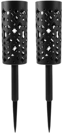 XIAOXIAOYU Jarrón para tumba de cementerio, 2 estacas para soporte de flores de tumba, soporte hueco decorativo de metal resistente para macetero de jardín, patio, patio conmemorativo al aire libre