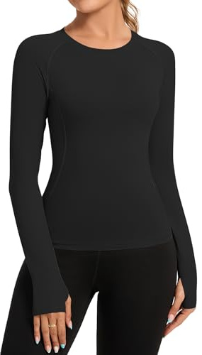 Rapbin Women's Gym Tops Long Sleeve Workout Running T-Shirt Quick Dry Top | Quick dry breathable fabric,stretchy slim fit,crew neck,workout running yoga gym wear,long sleeve,single or 2 pack