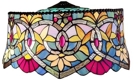Pantallas de repuesto estilo Tiffany de 18 pulgadas, estilo barroco con vitrales vintage, solo para lámparas de pie, lámparas de mesa, lámparas colgantes, lámparas de lectura de escritorio, lámparas d