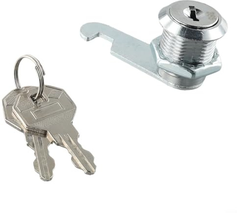 Cilindro con serratura a camma per porte, cassetti, armadi, cassette postali, armadietti, con 2 chiavi, sistema di bloccaggio sicuro, struttura in lega di metallo (20 mm)