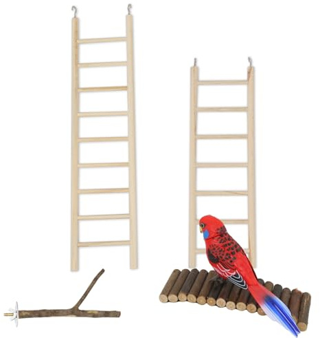 Monpakthos Bird Ladder Parrot Toy Set Birdcage Accessories Parrot Perch Stand for Parakeets Parrots Cockatoo Lovebirds Birdie