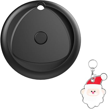 Bluetooth Tracker Tag-1 Pack with Leather Keychain Holder Case (Santa Claus) Work with Apple Find My (iOS Only), Smart Tag, Item Finder for Luggage/Key/Suitcase, Replaceable Battery