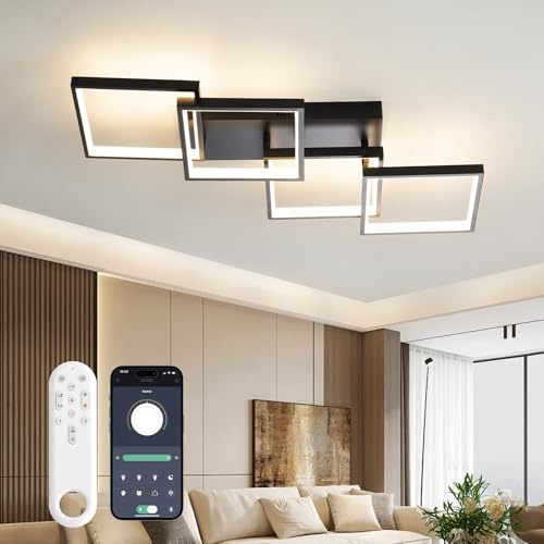 YZBEIMDAI Wohnzimmerlampe Modern, 82cm/48W LED Deckenleuchte Rechteckig | Dimmbar, Fernbedienung/APP, Memory Funktion, Timerfunktion