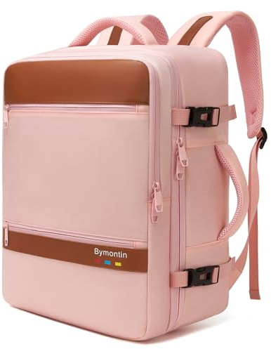 Bymontin Smart Suitcase-style Laptop Backpack, 25L / 35L Practical Travel Bag for Work, Leisure & Flight, Luggage-Style Commuter Pack (Pink, 35L)