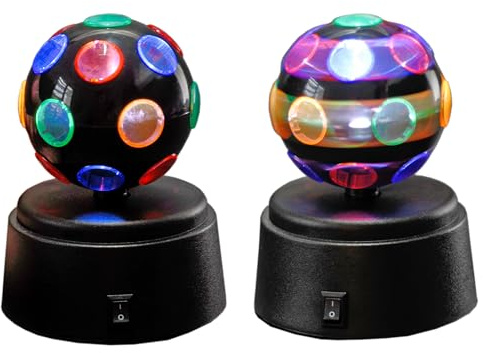 Classic Line 0042-891 - Luce da discoteca LED per feste, sfera da discoteca, 13 cm, con lenti colorate, batterie incluse decorazioni per feste di carnevale, carnevale, compleanni e Capodanno