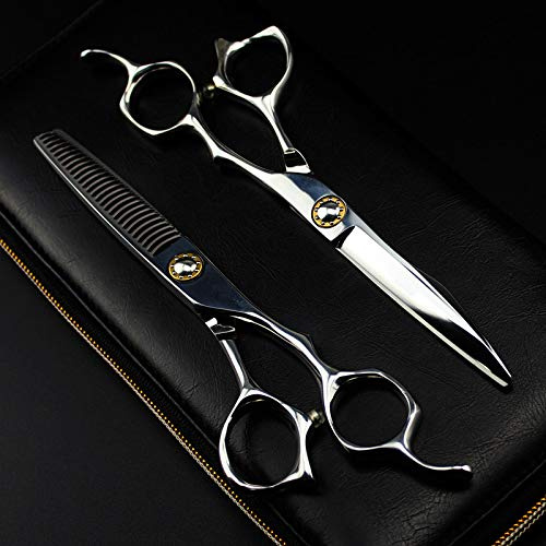 YZCIS Professionelle Haarschneideschere, 6 Zoll, professionelle 440c-Haarschere, Haarschneide-Friseurschere, Haarschnitt, Gebogene Effilierschere, Friseurscheren-Set (Set mit Tasche)