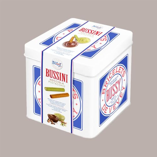 Lucgel Cialde Arrotolate Ripiene al Gusto di Nocciola e Pistacchio Box Assortito Bussini 400 Grammi