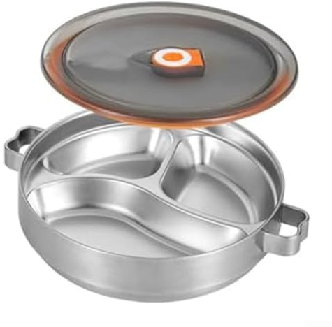 Lonchera de acero inoxidable con capacidad de retención de temperatura extendida y separadores internos para variedad de comidas (sin asa)