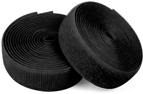 1 rouleau 2cm x 2m de ruban auto-agrippant à coudre, bandes nylon non-adhésives pour couture de vêtements et projets DIY, Noir