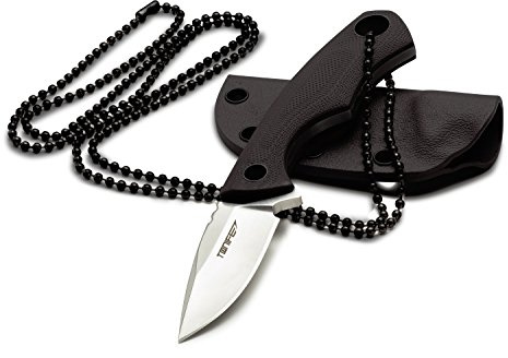 TONIFE HKT2018 Neck Knife Mini Outdoor Survival Taschenmesser, Feststehend EDC Messer, 43mm Tragbares Gerade Messer, Halsmesser mit Kydexscheide und Kugelkette, HKT2018